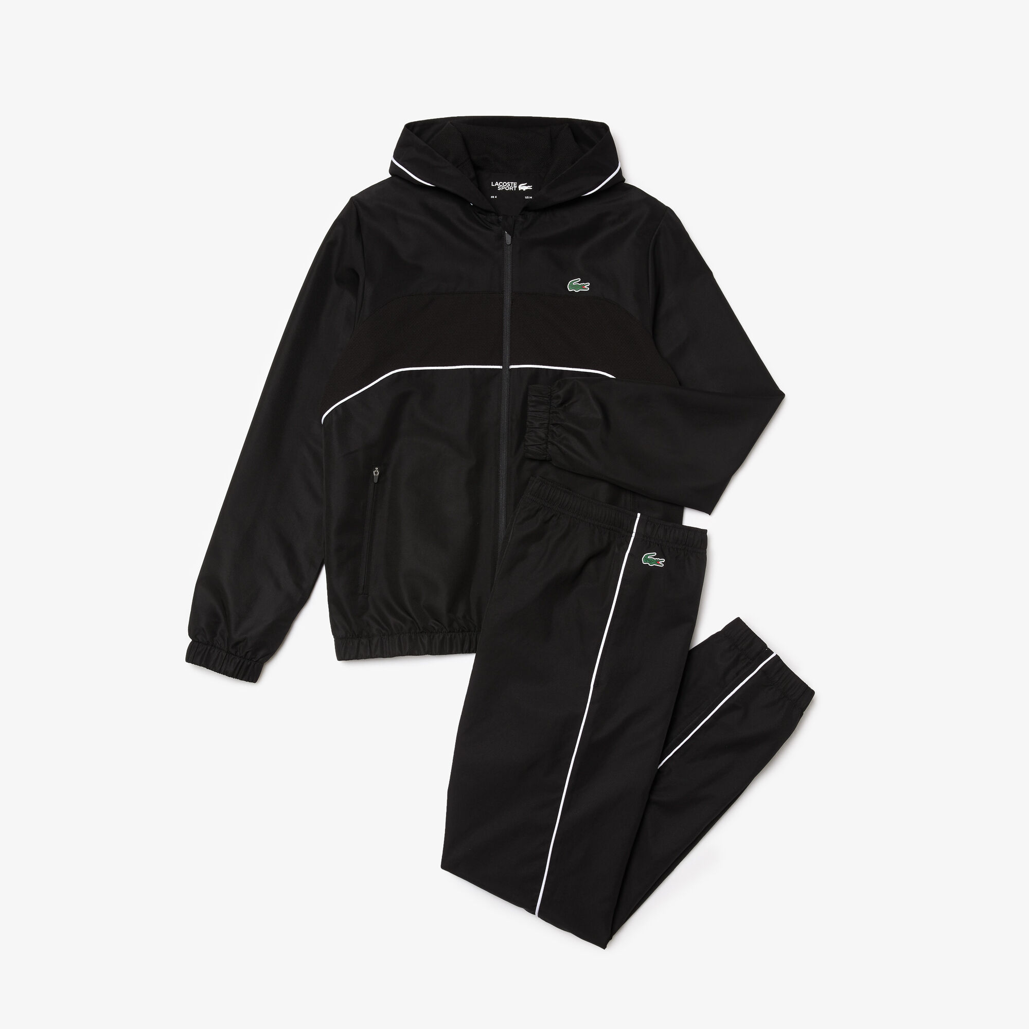 all black lacoste tracksuit