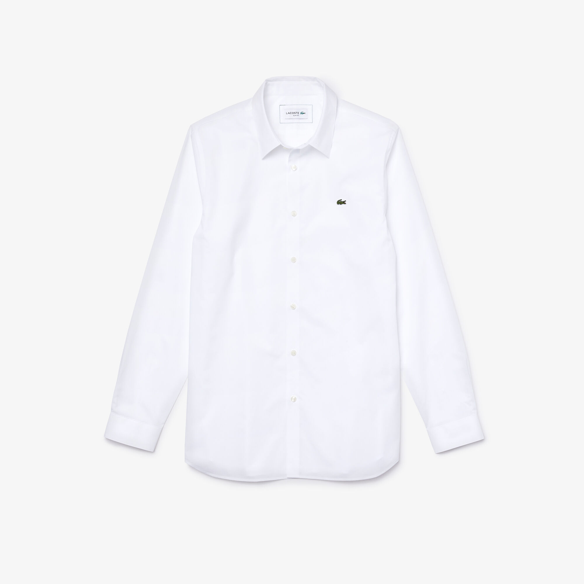 lacoste men's slim fit stretch cotton poplin shirt