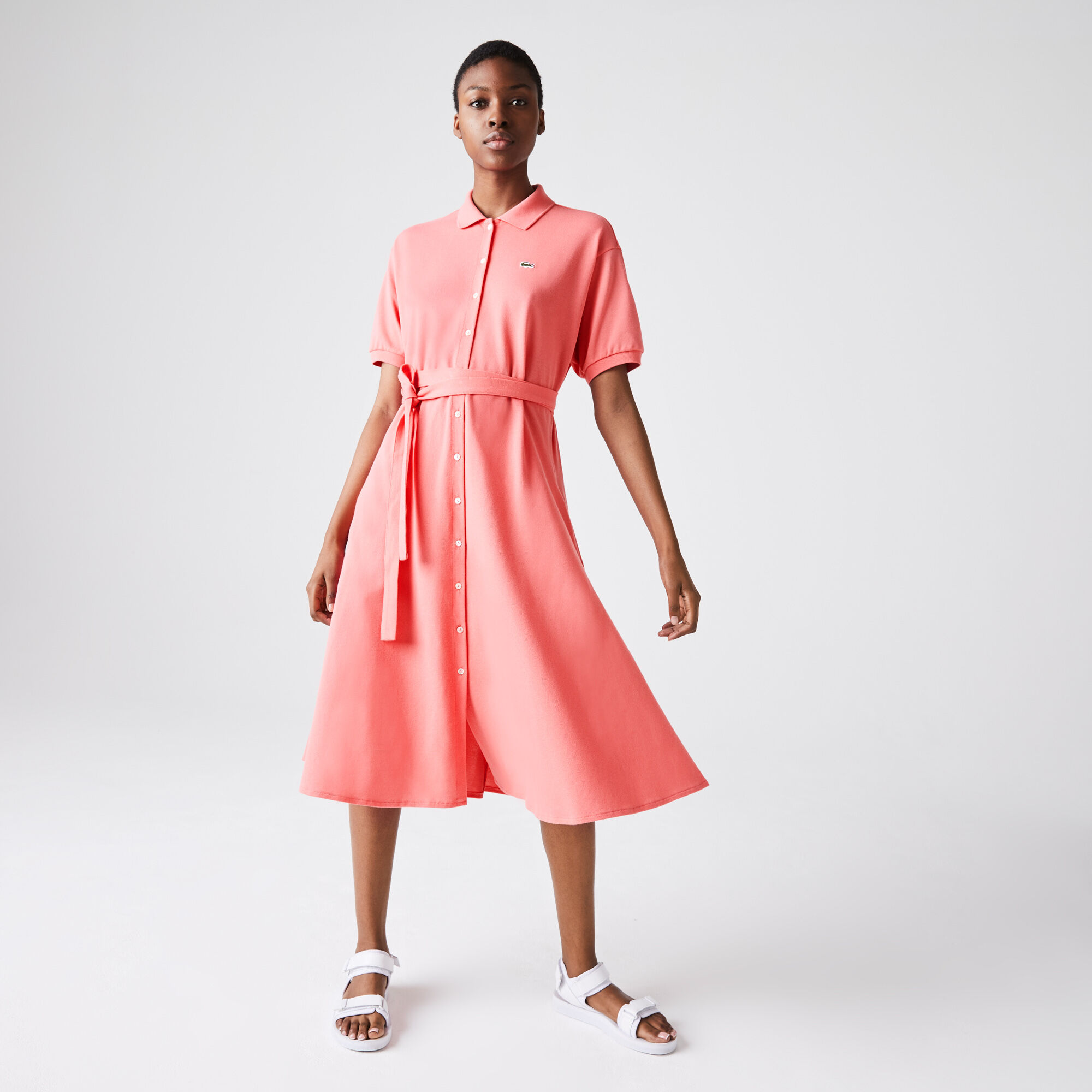 lacoste belted polo dress