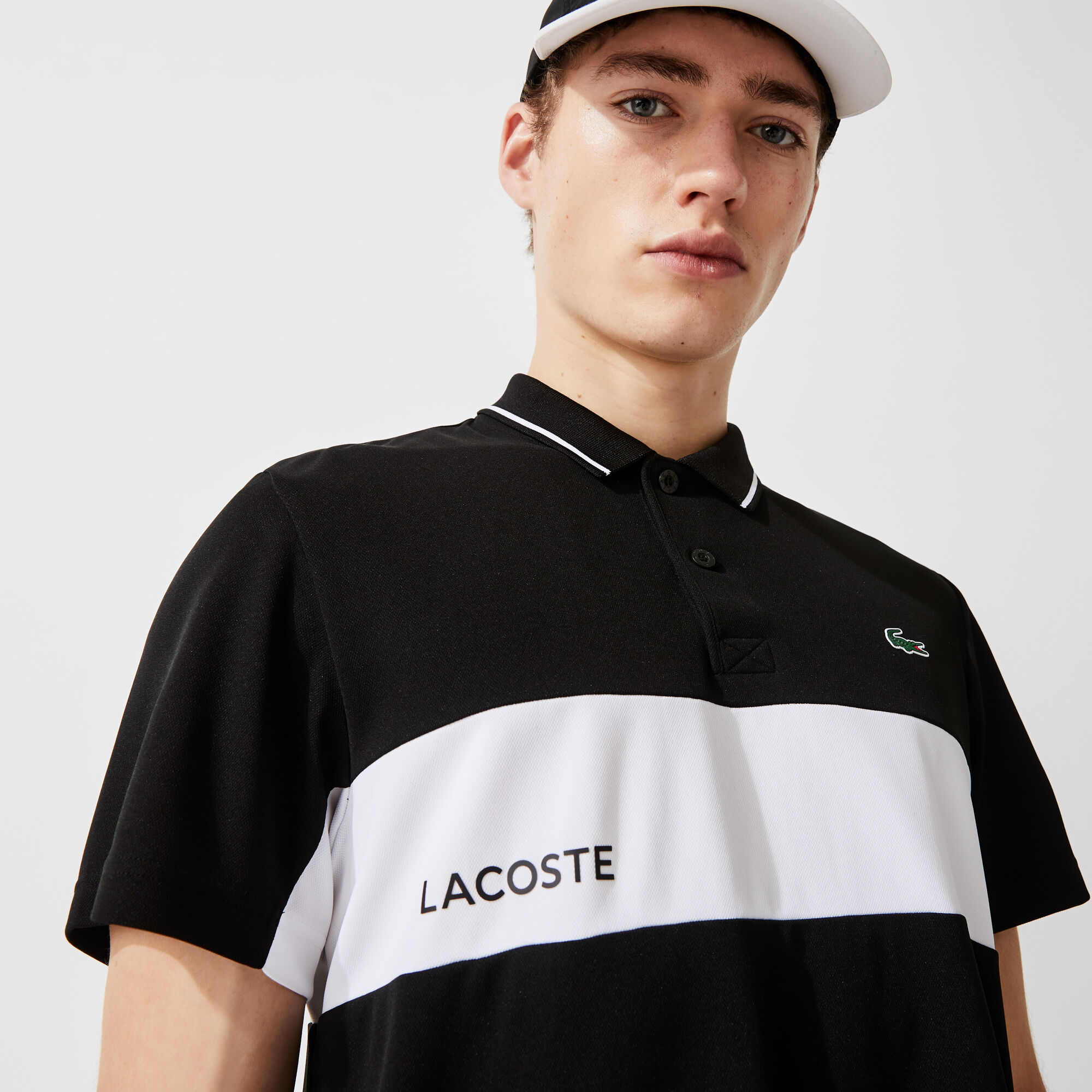 lacoste colour block polo