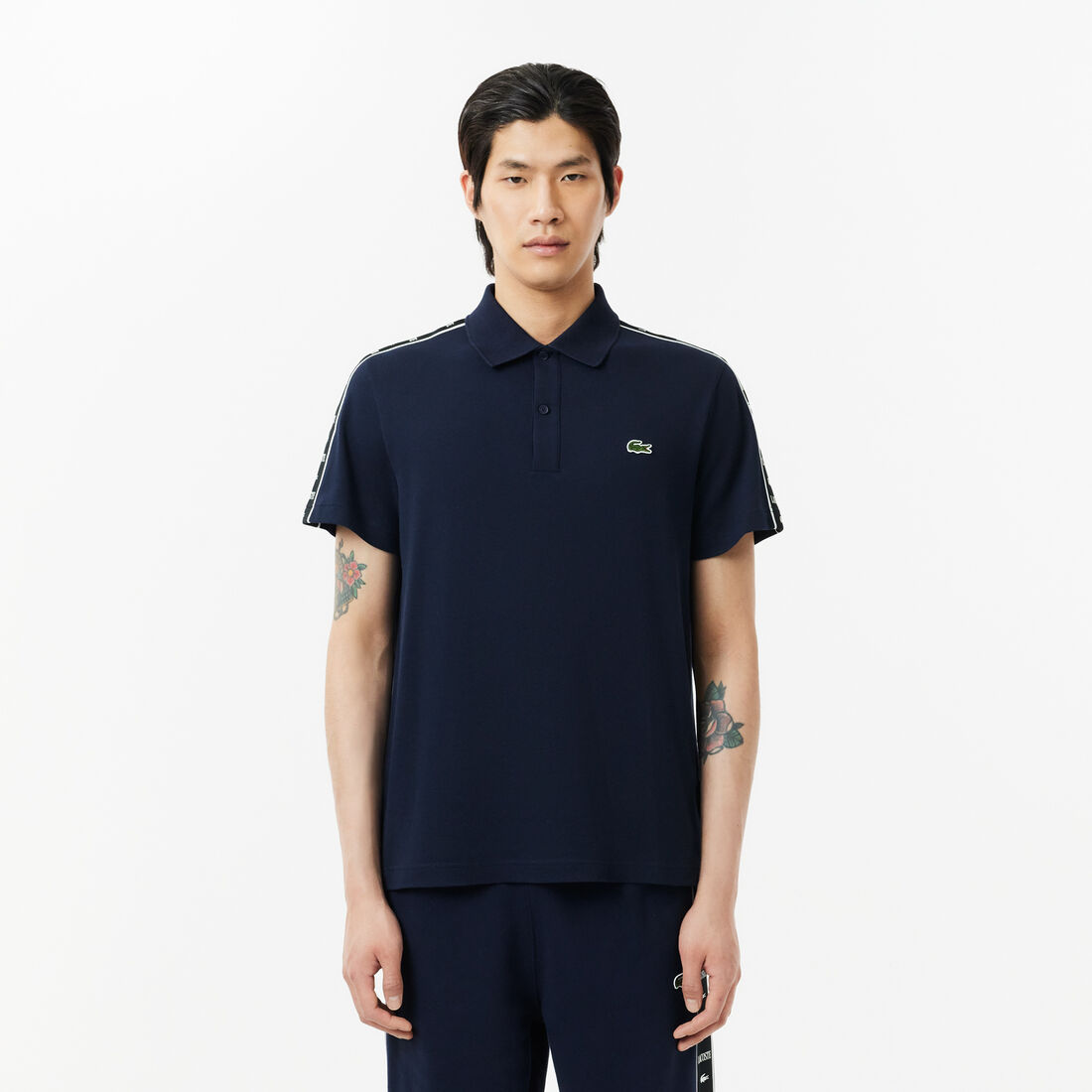 Contrast Stripe Pique Polo Shirt