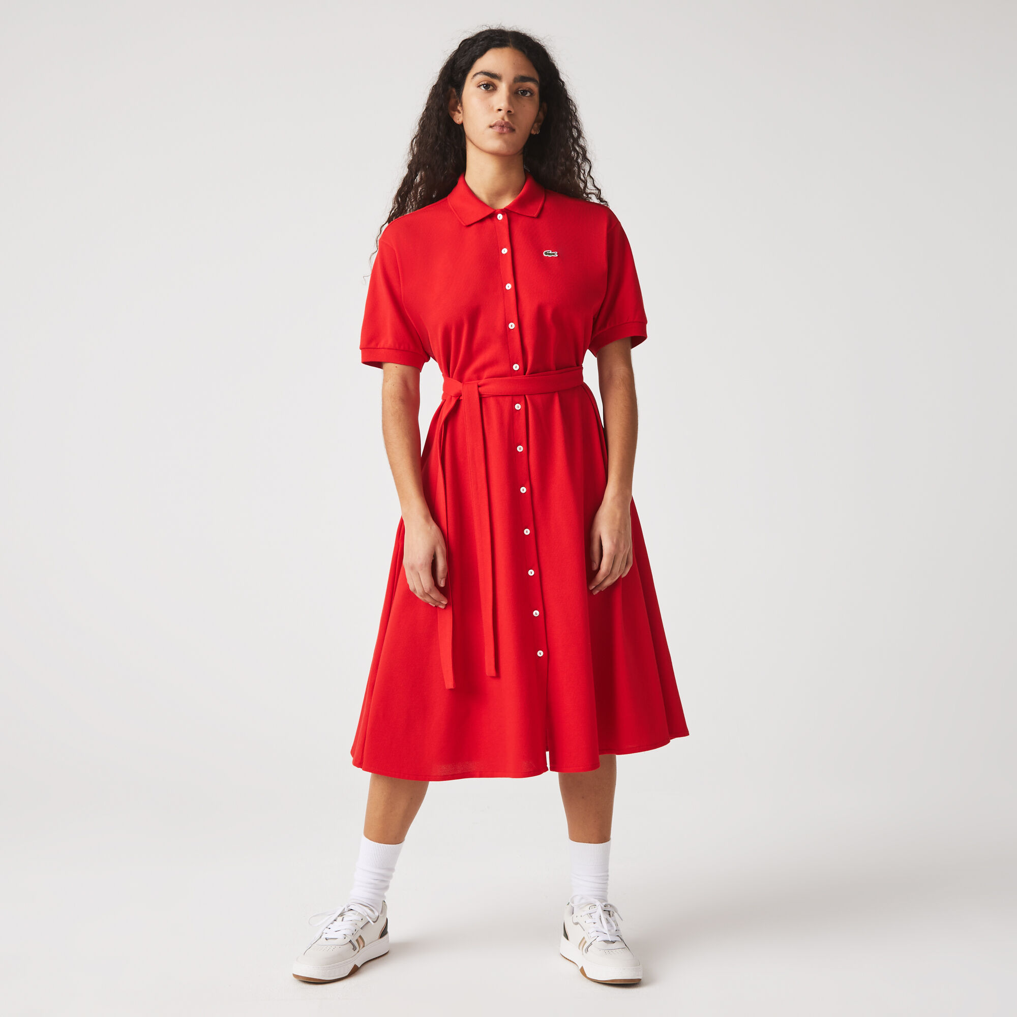 lacoste belted polo dress