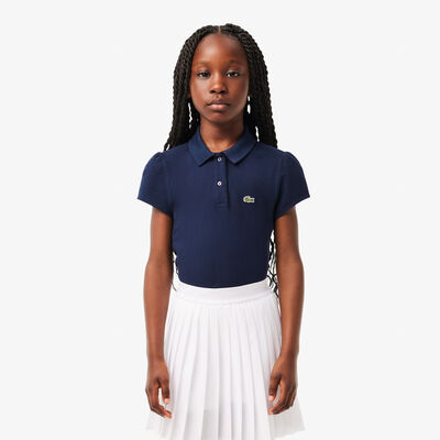 Girls' Lacoste Scalloped Collar Mini Pique Polo Shirt