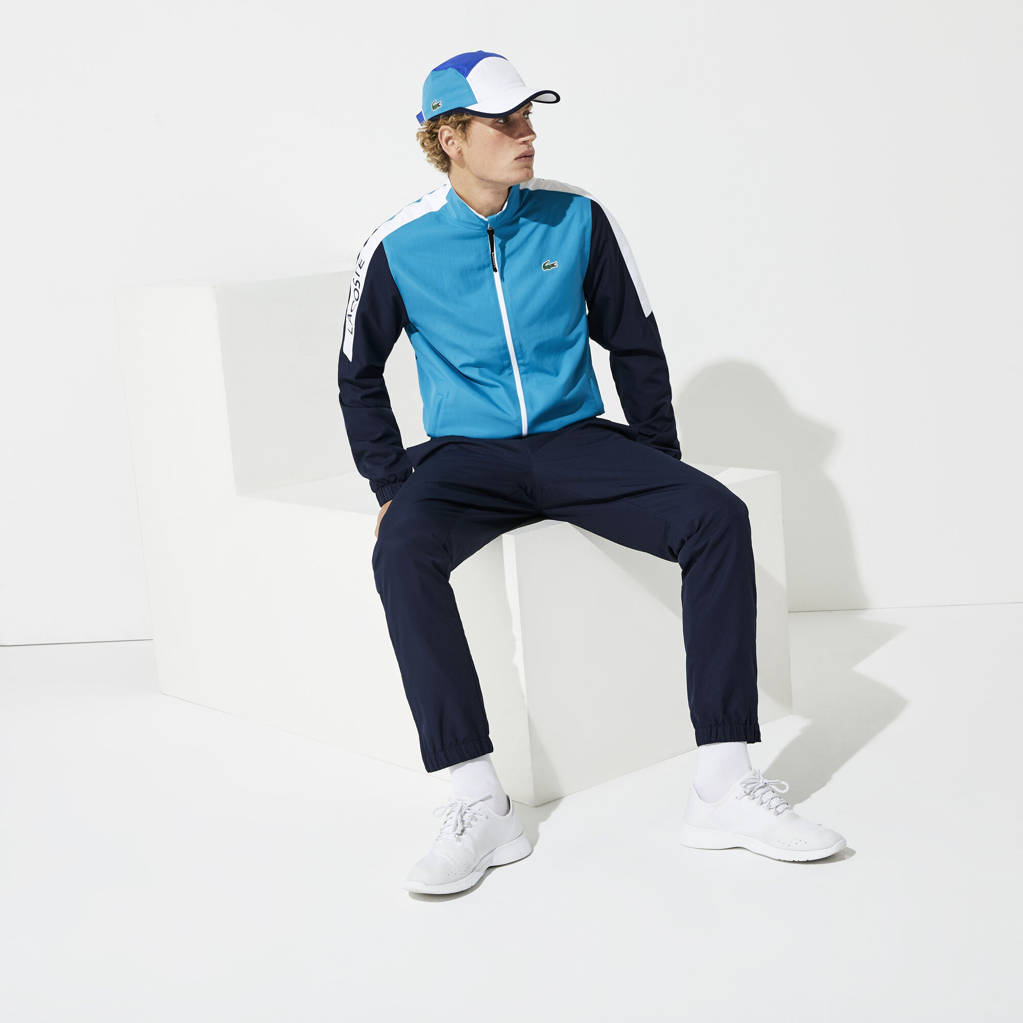 men's lacoste sport light colourblock tracksuit