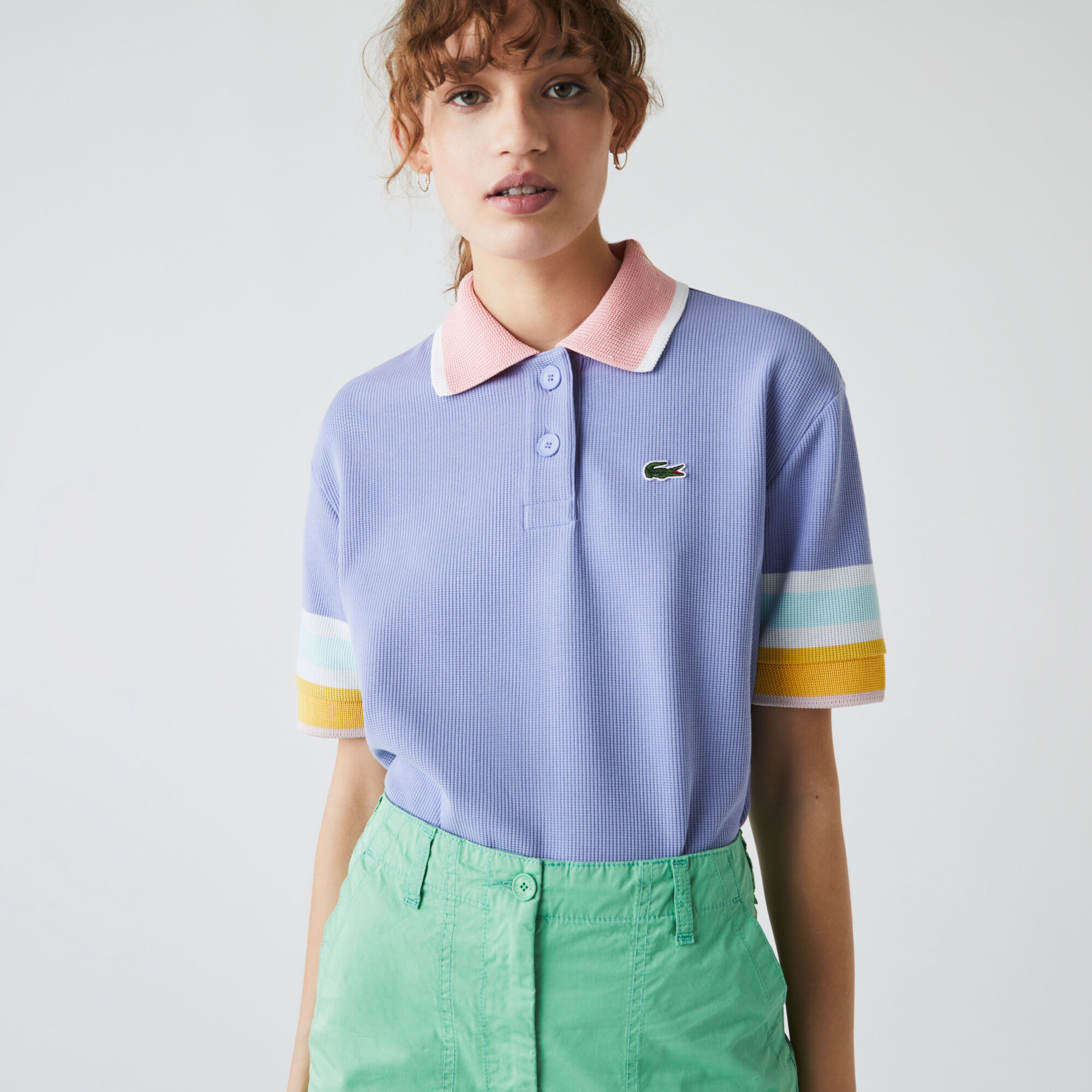 Verslagen Kan weerstaan telegram Women's Lacoste Striped Sleeve Textured Cotton Polo Shirt | Lacoste SA
